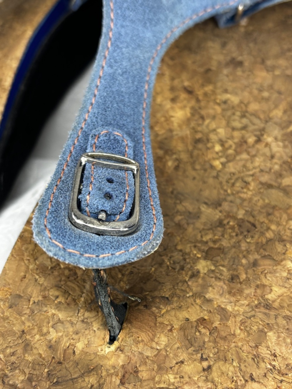 Blue Suede SAS Marina T-Strap Comfort Sandals with Cork Footbed - 8.5 - - Picture 8 of 15